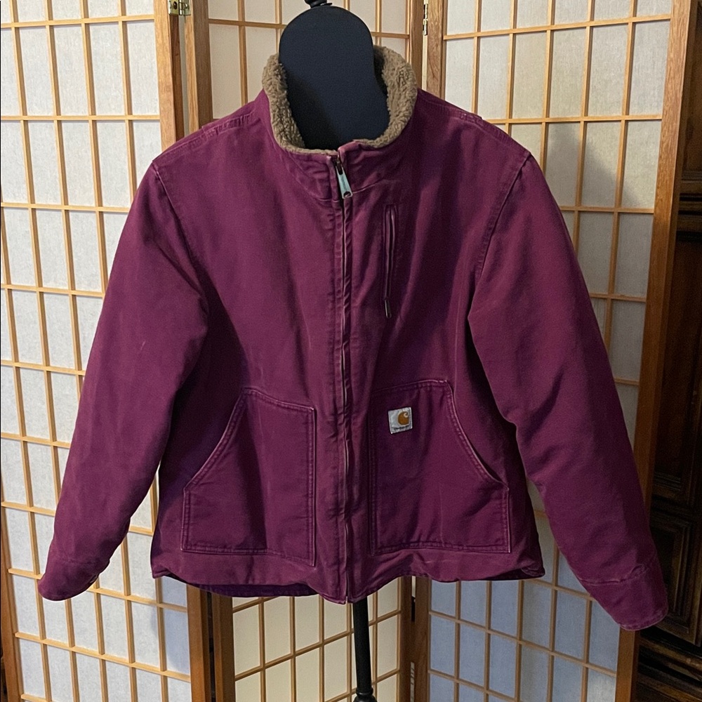 Vintage Y2K Purple Carhartt Women Sherpa Lined Plum Jacket
